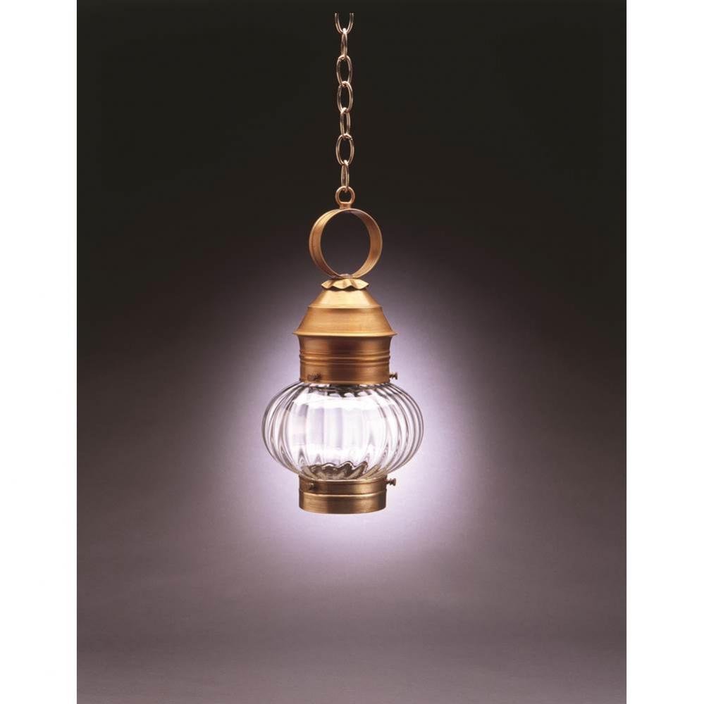 Onion Hanging No Cage Dark Brass Medium Base Socket Optic Glass