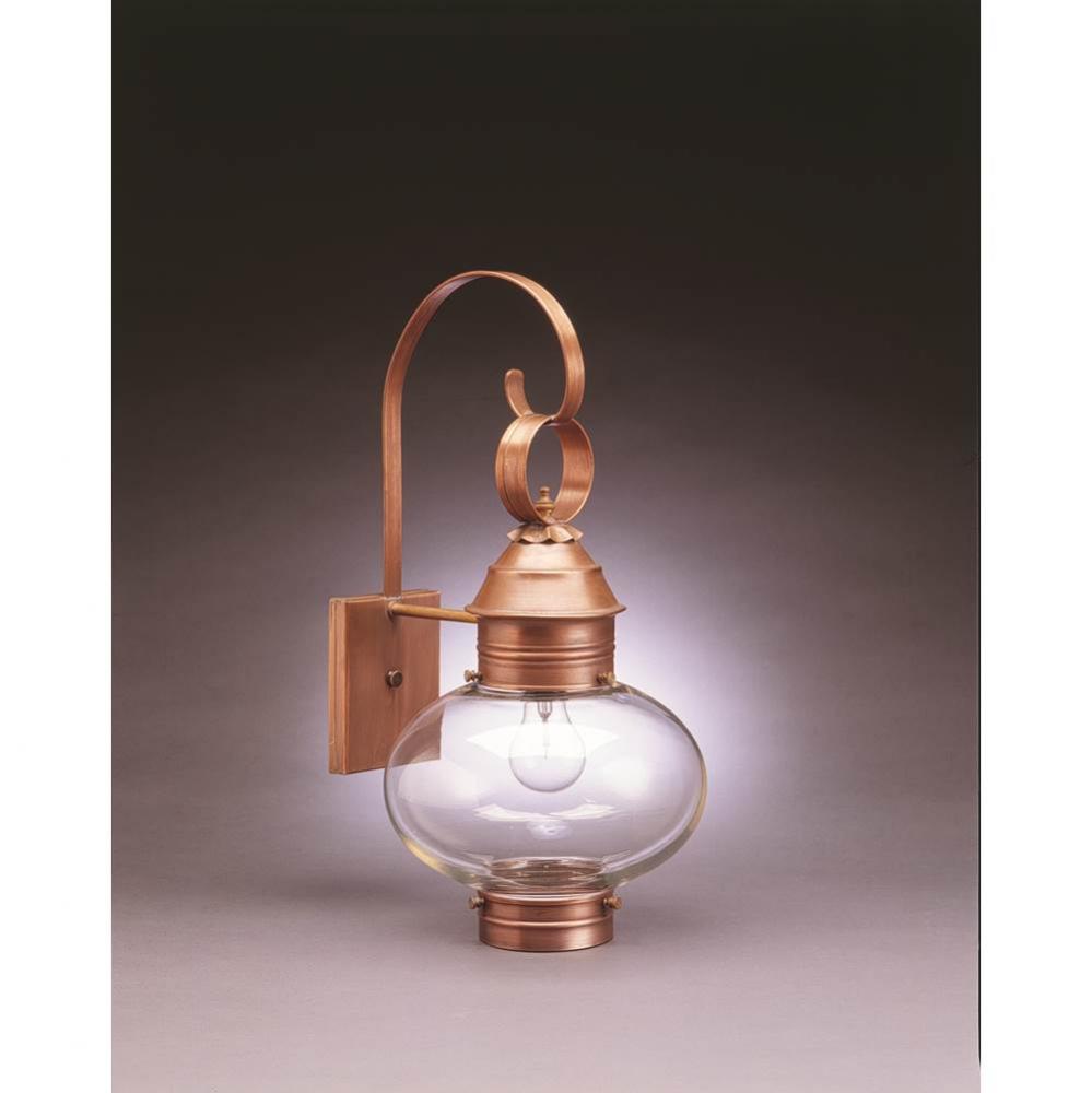 Onion Wall No Cage Dark Antique Brass Medium Base Socket Clear Glass