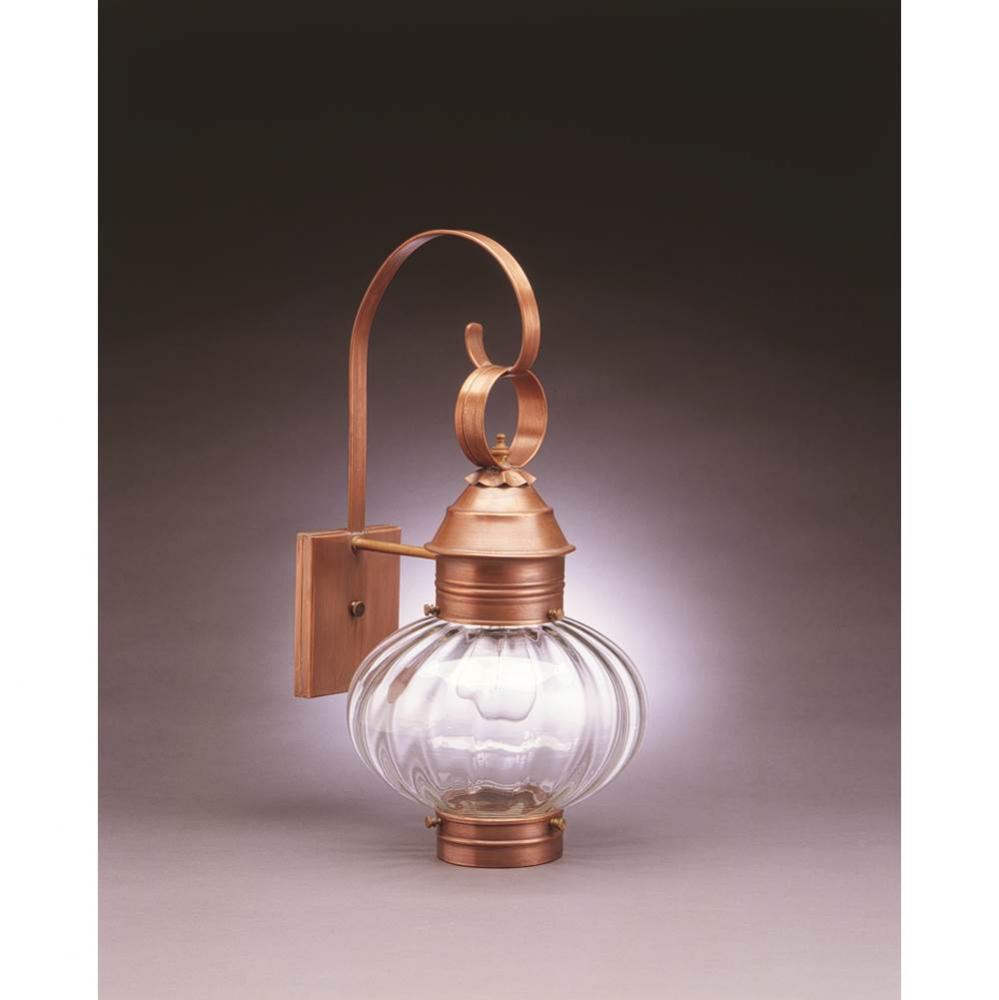 Onion Wall No Cage Antique Brass Medium Base Socket Optic Glass