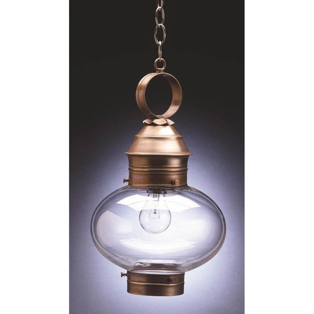 Onion Hanging No Cage Verdi Gris Medium Base Socket Clear Glass