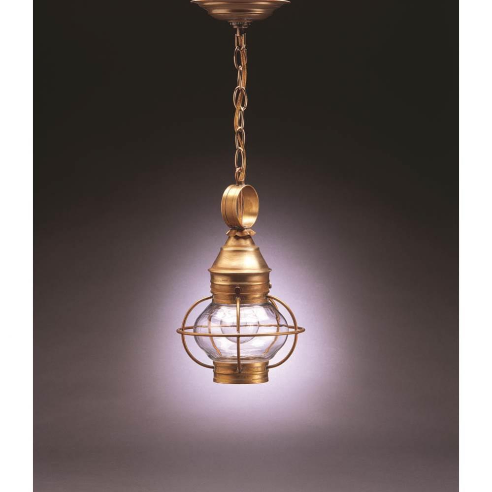 Caged Onion Hanging Dark Antique Brass Medium Base Socket Clear Glass