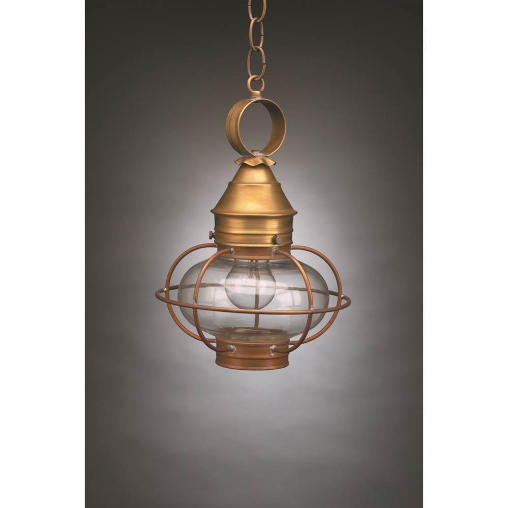 Caged Onion Hanging Dark Brass Medium Base Socket Clear Glass