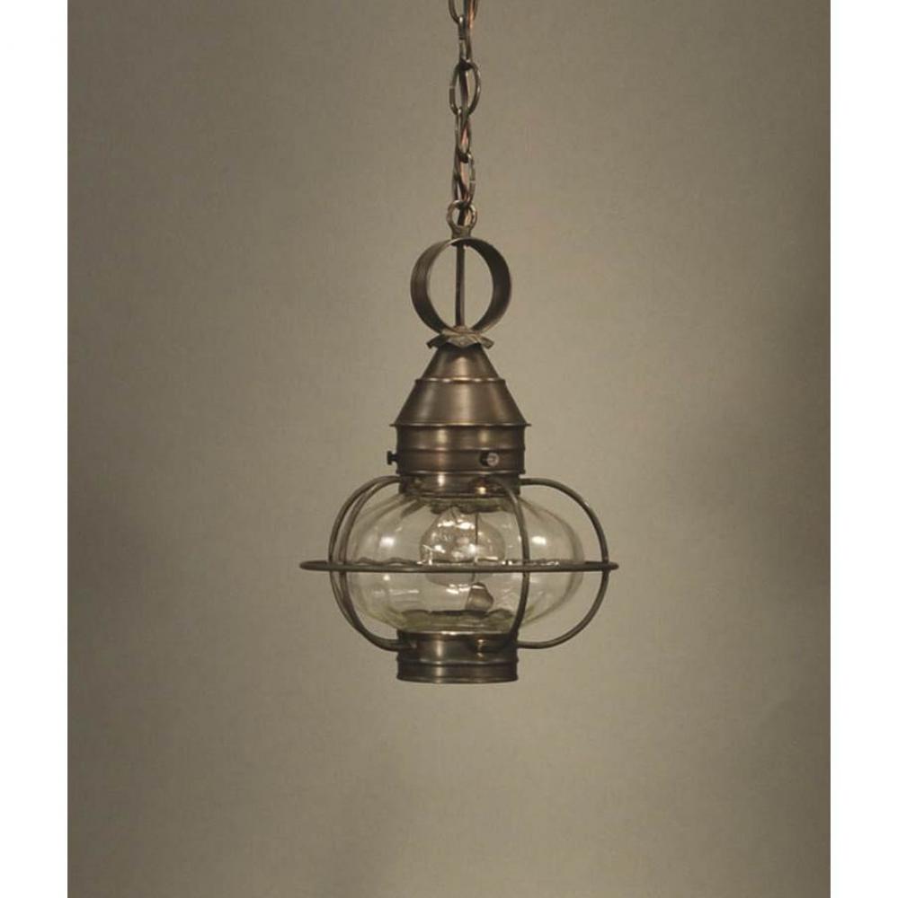 Caged Onion Hanging Dark Antique Brass Medium Base Socket Optic Glass