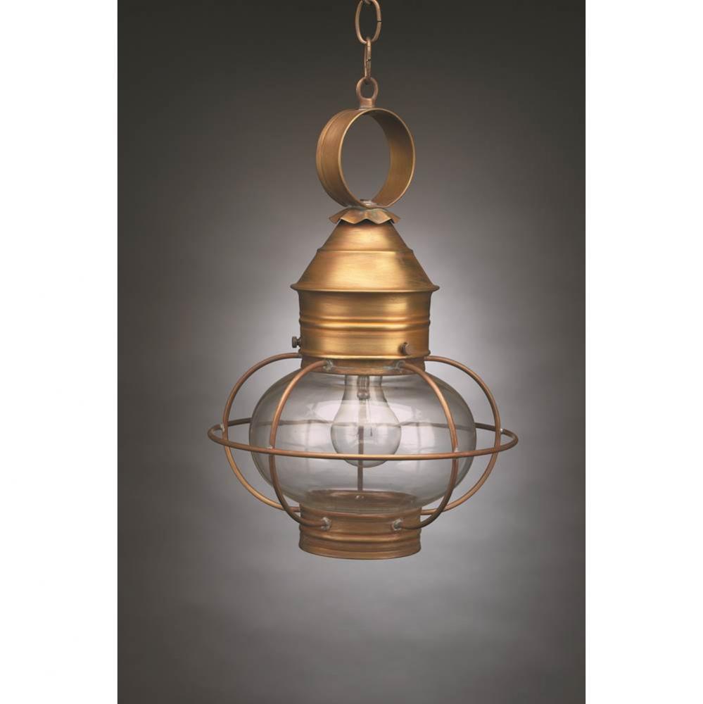 Caged Onion Hanging Dark Antique Brass Medium Base Socket Clear Glass