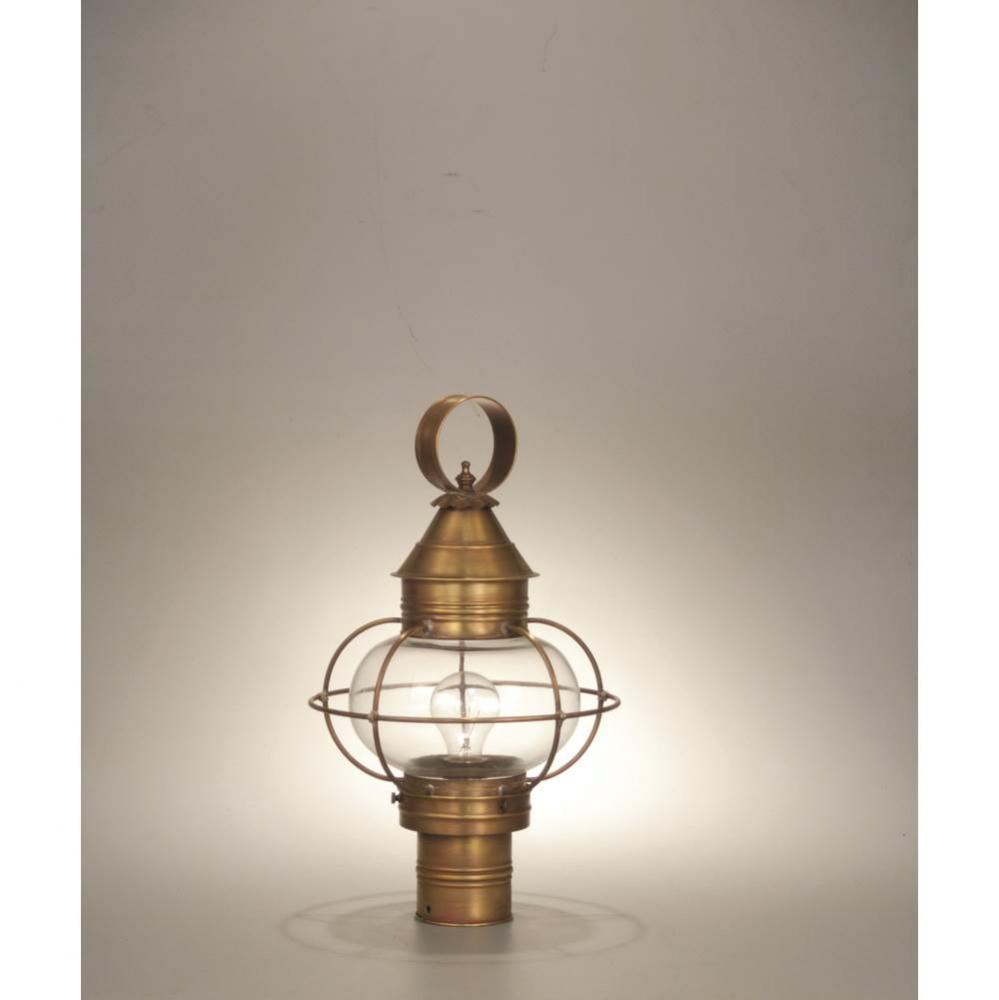 Caged Onion Post Dark Antique Brass Medium Base Socket Clear Glass