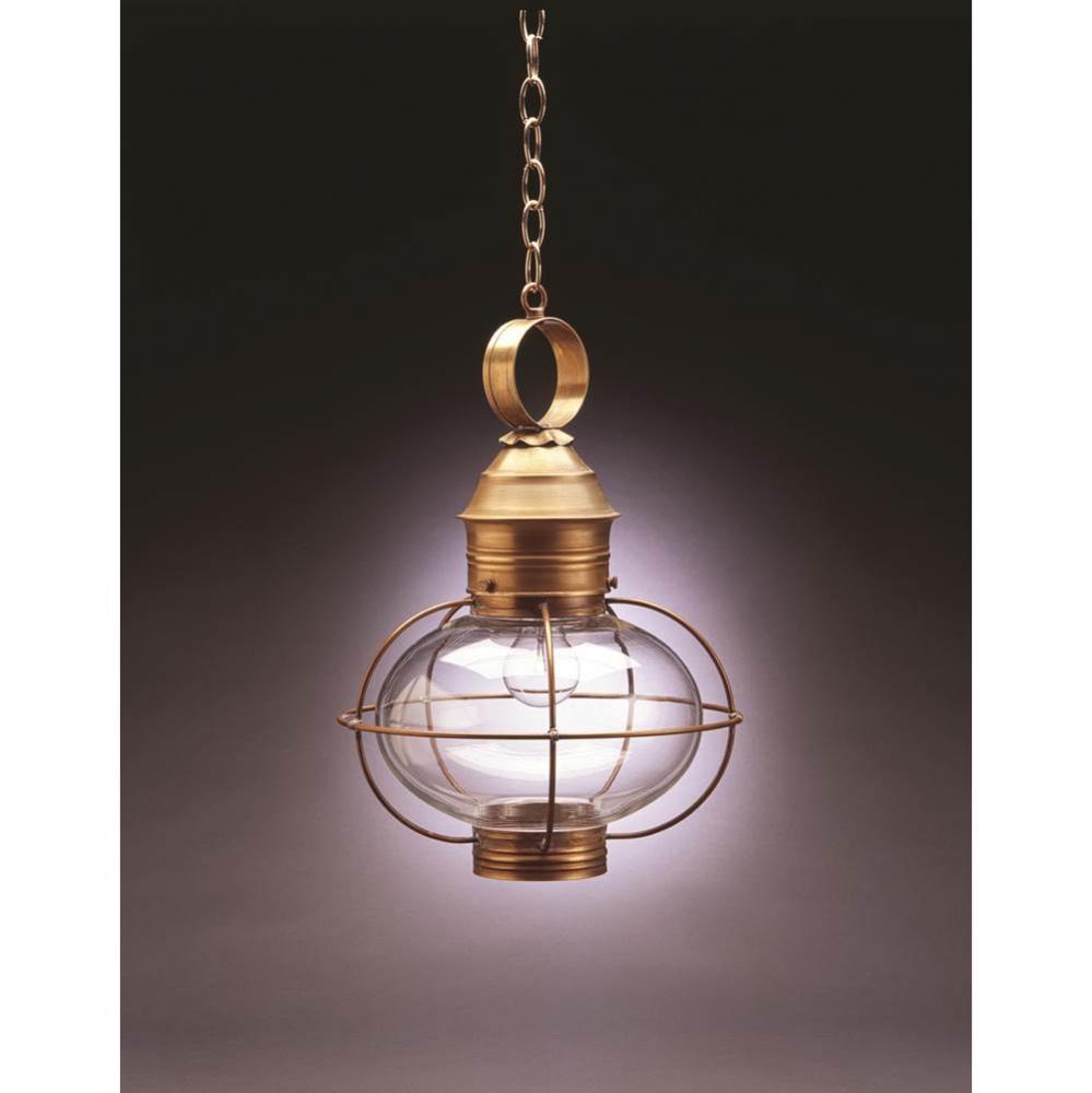 Caged Onion Hanging Dark Antique Brass Medium Base Socket Clear Glass