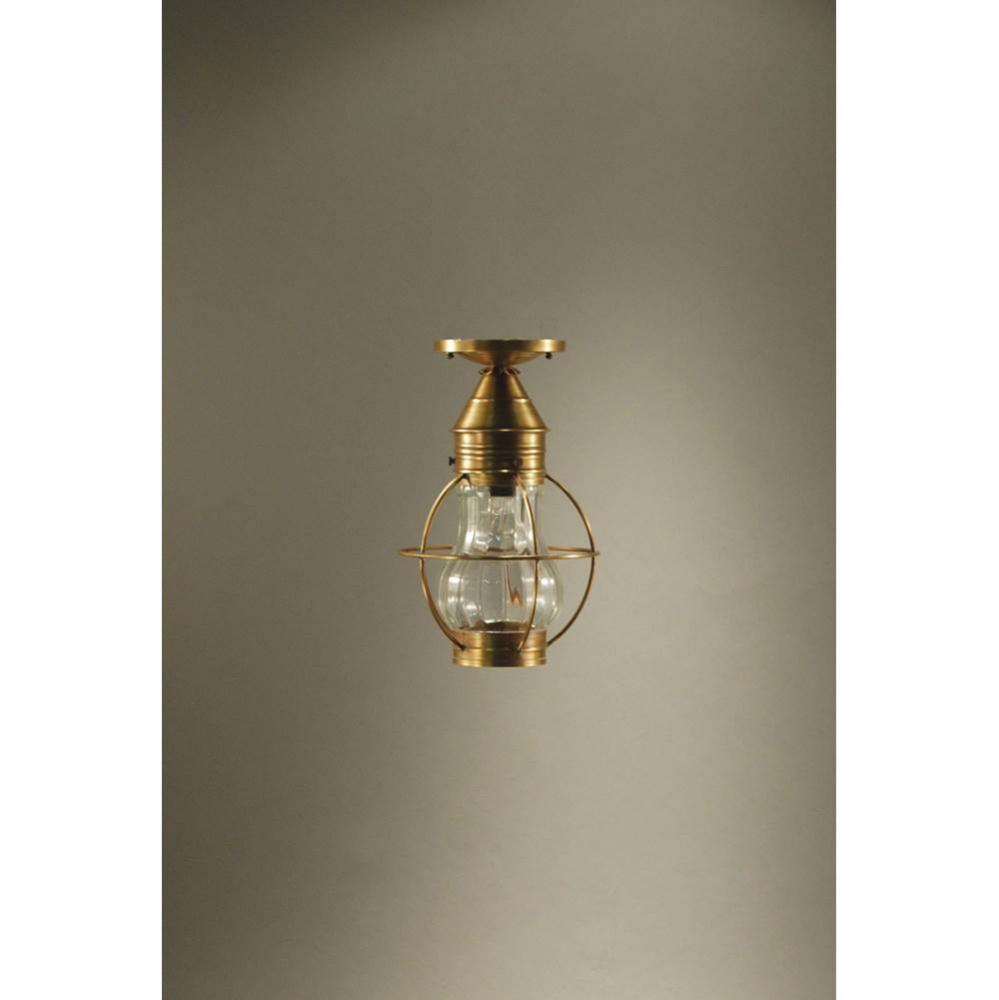 Caged Pear Flush Dark Antique Brass Medium Base Socket Optic Glass