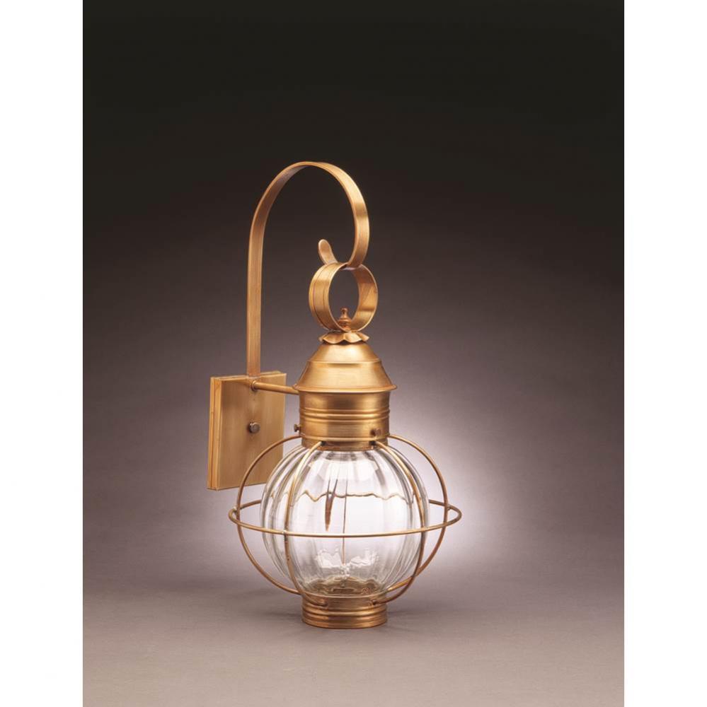 Caged Round Wall Dark Brass Medium Base Socket Optic Glass