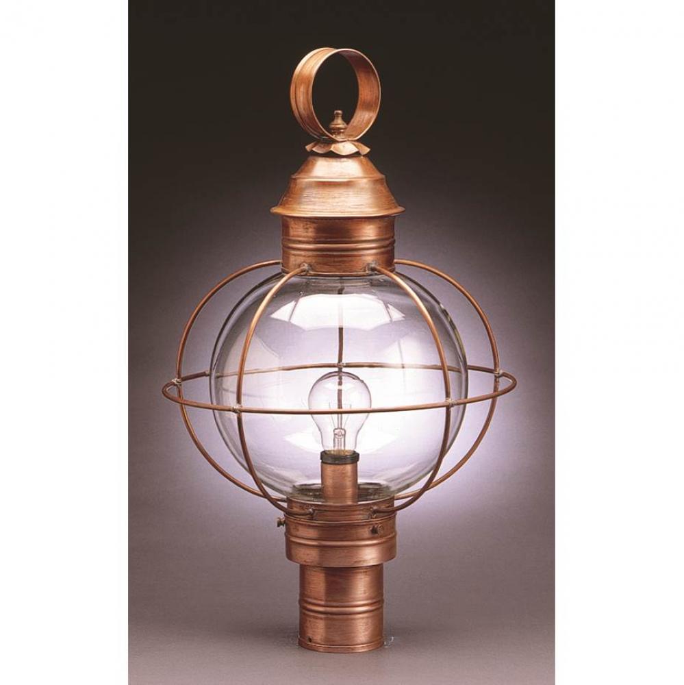 Caged Round Post Dark Brass Medium Base Socket Clear Glass