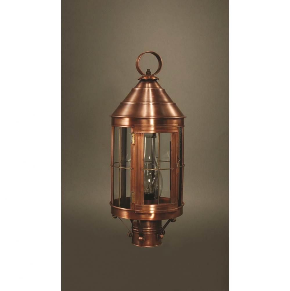 Cone Top Post Antique Copper Medium Base Socket With Chimney Clear Glass