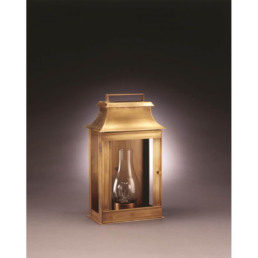Pagoda Wall Antique Brass Medium Base Socket With Chimney Clear Glass