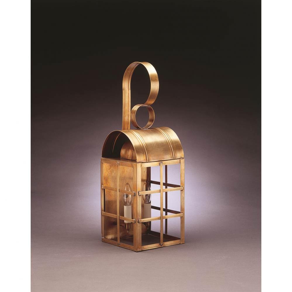 Culvert Top H-Bars Wall Dark Antique Brass 2 Candelabra Sockets Clear Glass