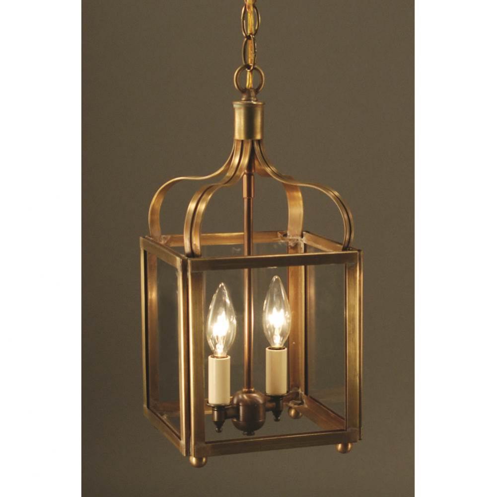 Crown Medium Hanging Dark Antique Brass 2 Candelabra Sockets Clear Glass