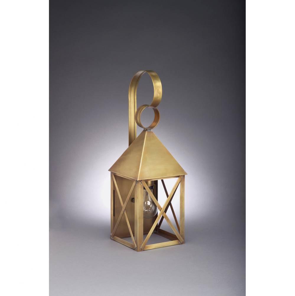 Pyramid Top X-Bars Wall Dark Brass Medium Base Socket Clear Glass