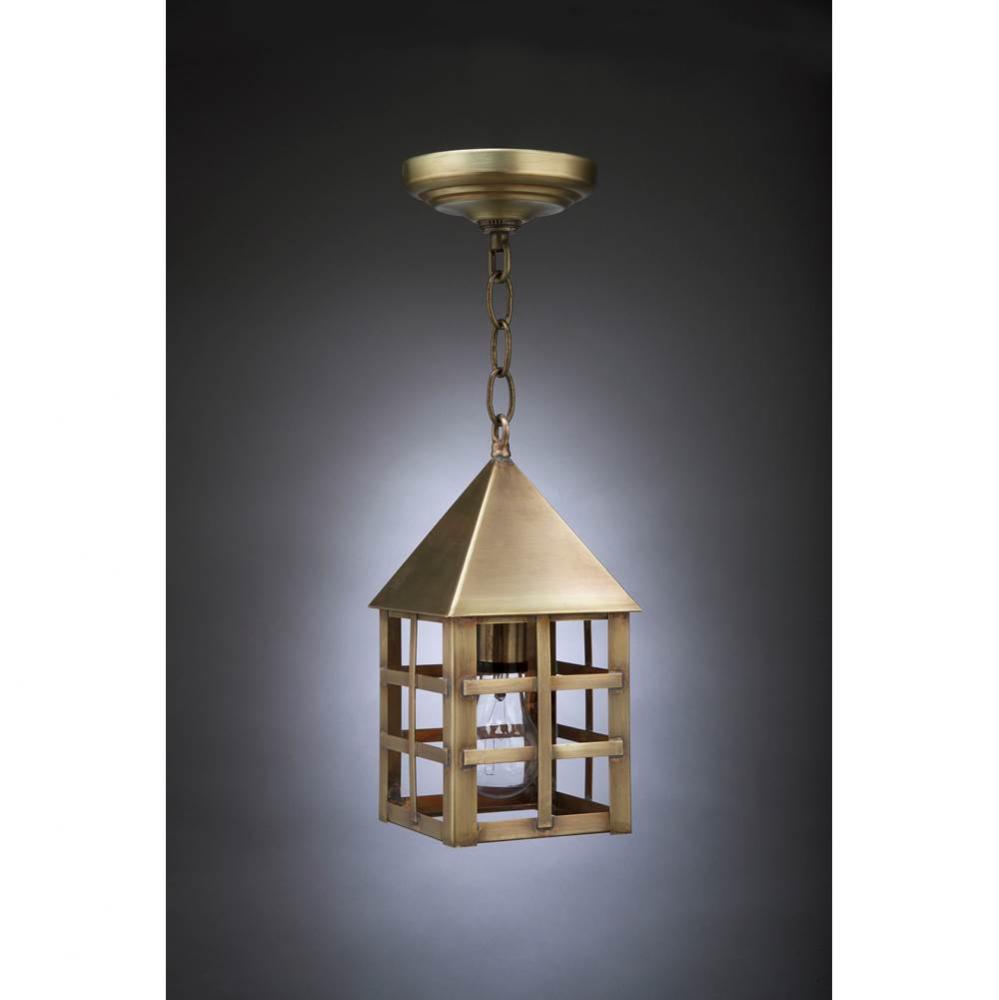 Pyramid Top H-Bars Hanging Verdi Gris Medium Base Socket Clear Glass