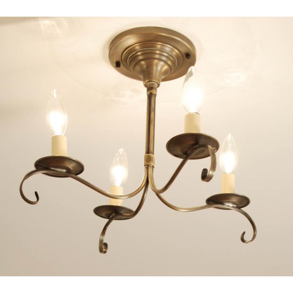 Flush S-Arms With Curl Verdi Gris 4 Candelabra Sockets