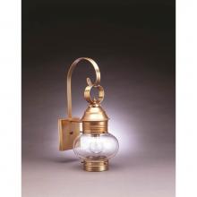 Northeast Lantern 2031-AB-MED-CLR - Onion Wall No Cage Antique Brass Medium Base Socket Clear Glass