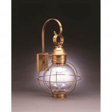 Northeast Lantern 2841-AB-MED-CLR - Caged Round Wall Antique Brass Medium Base Socket Clear Glass