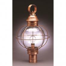 Northeast Lantern 2843-VG-MED-CLR - Caged Round Post Verdi Gris Medium Base Socket Clear Glass