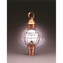 Northeast Lantern 2843-AB-MED-OPT - Caged Round Post Antique Brass Medium Base Socket Optic Glass