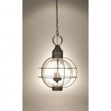 Northeast Lantern 2852-DAB-LT3-OPT - Caged Round Hanging Dark Antique Brass 3 Candelabra Sockets Optic Glass