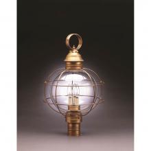 Northeast Lantern 2853-DAB-LT3-CLR - Caged Round Post Dark Antique Brass 3 Candelabra Sockets Clear Glass