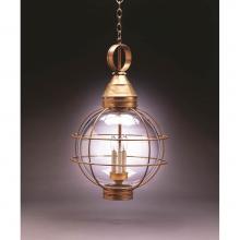 Northeast Lantern 2862-VG-LT3-CLR - Caged Round Hanging Verdi Gris 3 Candelabra Sockets Clear Glass