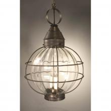 Northeast Lantern 2862-DAB-LT3-OPT - Caged Round Hanging Dark Antique Brass 3 Candelabra Sockets Optic Glass