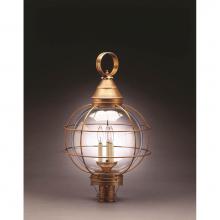 Northeast Lantern 2863-VG-LT3-CLR - Caged Round Post Verdi Gris 3 Candelabra Sockets Clear Glass