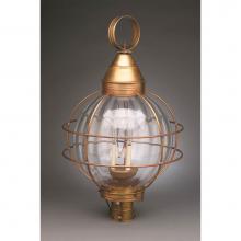 Northeast Lantern 2863-DAB-LT3-OPT - Caged Round Post Dark Antique Brass 3 Candelabra Sockets Optic Glass
