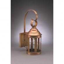 Northeast Lantern 3317-VG-MED-CLR - Cone Top Wall With Top Scroll Verdi Gris Medium Base Socket Clear Glass Open Bottom