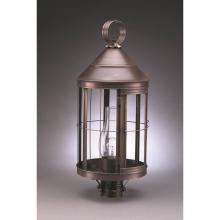 Northeast Lantern 3353-DB-CIM-CLR - Cone Top Post Dark Brass Medium Base Socket With Chimney Clear Glass