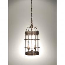 Northeast Lantern 3542-DAB-LT2-CLR - Hanging Cylinder Dark Antique Brass 2 Candelabra Sockets Clear Glass