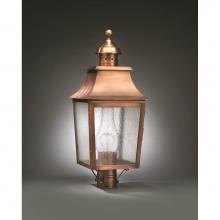 Northeast Lantern 5543-DB-CIM-CSG - Pagoda Post Dark Brass Medium Base Socket With Chimney Clear Seedy Glass