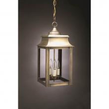 Northeast Lantern 5632-VG-LT3-CLR - Pagoda Hanging Verdi Gris 3 Candelabra Sockets Clear Glass