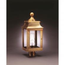 Northeast Lantern 5633-VG-CIM-CLR - Pagoda Post Verdi Gris Medium Base Socket With Chimney Clear Glass