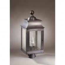 Northeast Lantern 5633-VG-CIM-SMG - Pagoda Post Verdi Gris Medium Base Socket With Chimney Seedy Marine Glass