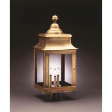 Northeast Lantern 5653-DB-LT3-CLR - Pagoda Post Dark Brass 3 Candelabra Sockets Clear Glass