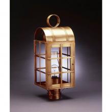 Northeast Lantern 6153-DB-CIM-CLR - Culvert Top H-Bars Post Dark Brass Medium Base Socket With Chimney Clear Glass