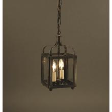 Northeast Lantern 6702-AB-LT2-CLR - Crown Small Hanging Antique Brass 2 Candelabra Sockets Clear Glass