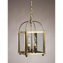 Northeast Lantern 6812-VG-LT2-CLR - Square Corners Hanging Verdi Gris 2 Candelabra Sockets Clear Glass