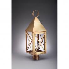 Northeast Lantern 7053-DAB-CIM-CLR - Pyramid Top X-Bars Post Dark Antique Brass Medium Base Socket With Chimney Clear Glass