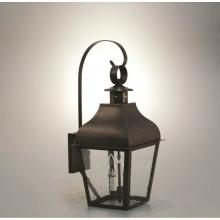 Northeast Lantern 7637-DB-LT2-CLR - Curved Top Wall With Top Scroll Dark Brass 2 Candelabra Sockets Clear Glass