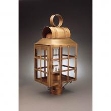 Northeast Lantern 8133-AB-CIM-CLR - Culvert Top H-Bars Post Antique Brass Medium Base Socket With Chimney Clear Glass