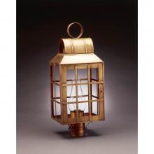 Northeast Lantern 8143-VG-CIM-CLR - Culvert Top H-Bars Post Verdi Gris Medium Base Socket With Chimney Clear Glass