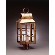 Northeast Lantern 8143-DB-LT3-CLR - Culvert Top H-Bars Post Dark Brass 3 Candelabra Sockets Clear Glass