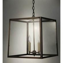 Northeast Lantern ST1415-DB-LT2-SMG - Square Trapezoid Hanging Dark Brass 2 Candelabra Sockets Seedy Marine Glass