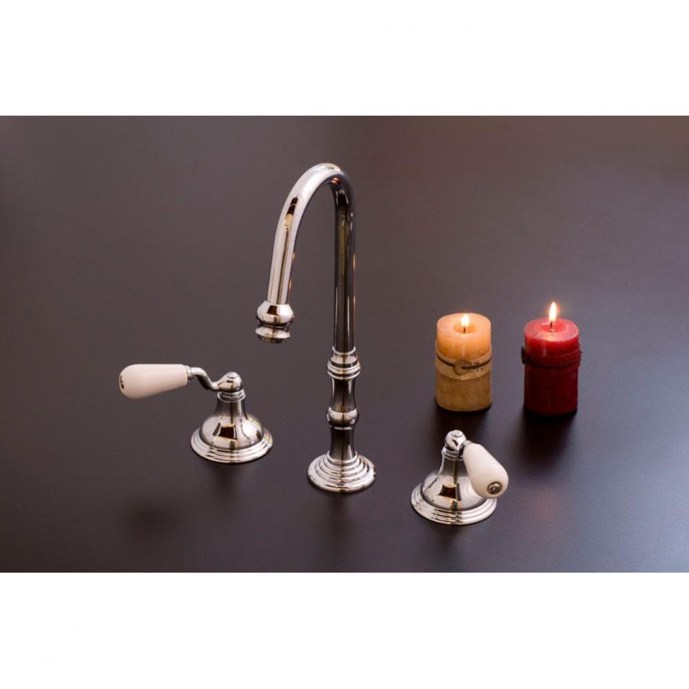 Chrome Widespread Lav Set, Includes 12'' Tall Gooseneck Spout, Valves, Lever Hand