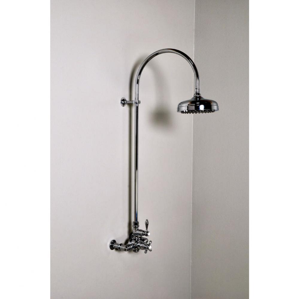 Chrome Thermostatic Exposed Shower Set W/Crook Style 36'' Riser, 7'' Centers