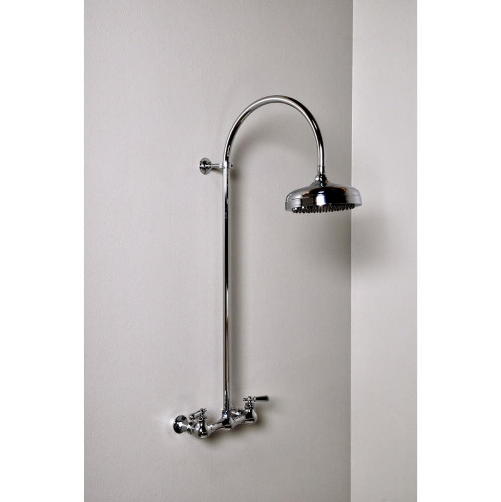 Chrome Wall Mount Shower Set W/ Exposed 36'' Crook Style  Riser.  Includes Valve